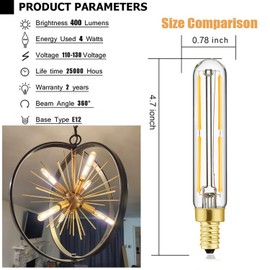 Leools LED Bulb Dimmable 6W Equal Soft White 3000K T6 T6.5 E12 Candelabra Bulb 60 watt for Chandeliers,Ceiling Fan,Pendant,Wall sconces AC120V 600LM e12 Light Bulb 6Pack