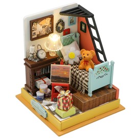 Kisoy DIY Miniature House Kit, Tiny House Building Kit with Furniture and LED Light for Adults and Teens, DIY Mini House Craft Kit, Decorations/Gifts for Family and Friends (Dream Bedroom)