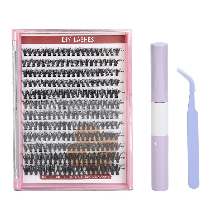 DIY Lash Extension Kit 240pcs Individual Eyelash 10‑16mm Clusters Eyelash