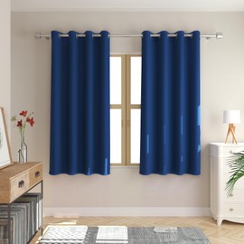 Dark Blue Blackout Curtains Living Room Darkening Triple Weave 45 inches Window Curtain Panels Bedroom Basement 2 Panels Drapes Grommet Top 52"x45"