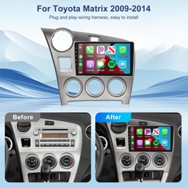 2+64G for Toyota Matrix 2009 2010 2011 2012 2013 2014 Car Radio Wireless Carplay/Android Auto,Android Car Stereo 10.1 Inch Touch Screen GPS Navi WiFi Bluetooth FM/RDS Mirror Link SWC+Backup Camera