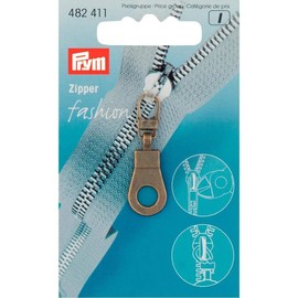 Prym PRYM_482411 Fashion Zipper Pullers Eyelet, Metal, Antique Brass, 9.3 x 5.7 x 0.7 cm