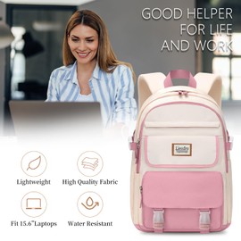 Girls backpacks, Cute backpack for school, 15.6 inch laptop backpack for women, College middle high school students book Bag, Water resistant bookbag for girls, mochilas escolares para niñas, Pink