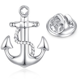 HONEY BEAR 1 Piece Brooches Pins Nautical Anchor Anchors for Men/Women Suit Shirt, Business Wedding Gift, Silver, Brass, No Gemstone