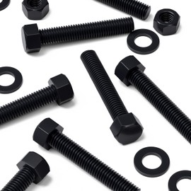 10x Black Polypropylene (PP) Hex Head Bolts M12 x 70 mm + Nuts & Washers
