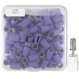 C & I Nail Sanding Bands 100 PCS Plus Upgrade Mandrel 1 PC, Nail Drill Bits for Acrylic Gel Nails Remove, Natural Nails Buffer for Nail Prep and Nail Shiner (Purple, #180 Fine)