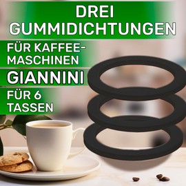 3 Pieces Rubber Gasket 6 Cup with Diameter Ø 77/61 mm is suitable for Giannina Italian Coffee Makers - Warranty 5 Years - ONIX TECH