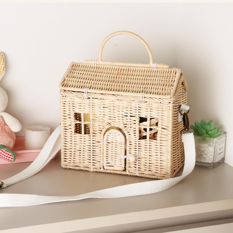 Handwoven Rattan House Storage Basket – Multi-Use Organizer with Handle