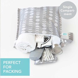 Bumkins Waterproof Wet Bag for Baby, Travel, Swim Suit, Cloth Diapers, Pump Parts, Pool, Gym Clothes, Toiletry, Hook to Stroller, Pack for Daycare, Zipper Reusable Bag, Wetdry Pack Pouch, Lunar Gray