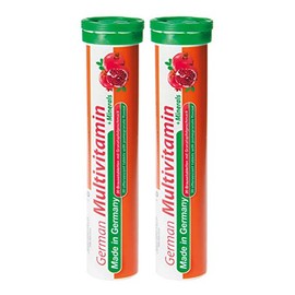 Multivitamin + Minerals - 2 x 20 effervescent Tablets - Pomegranate Flavor - T&D Pharma German Multivitamin + Minerals - Made in Germany