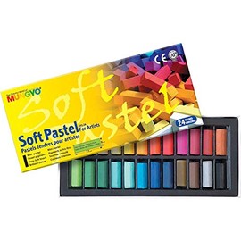 MUNGYO Non-Toxic Square Soft Pastel Set (Newly Redesigned Packaging) - 24 Vivid Colors, Easy Blend, Short Sticks for Fine Detail - 27mm x 8mm
