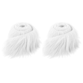 Pack of 2 5 x 150 cm Faux Fur Craft Sold by the Metre Fur Fabric, White Furry Faux Leather Plush Craft Plush Fabric, for Gnome Beard Santa Hair Dwarf DIY Decoration, Furry Faux Leather Plush