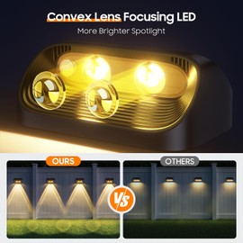 LETMY Solar Fence Lights Outdoor, 12 Pack Fence Lights Solar Powered with 2 Modes, Bright Lens LED Fence Solar Lights Outdoor Waterproof, Outdoor Solar Deck Lights for Fence Yard Step Stair Railing