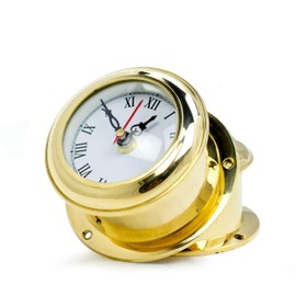 Nagina International MB Ship's Clock Solid Brass Nautical Ships Maritime Timekeeper