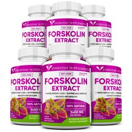 Everyday Supplements 6 x Forskolin Maximum Strength 100% Pure 3400mg Rapid Results Forskolin Extract