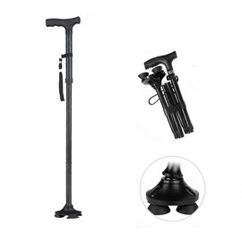 Folding cane, length-adjustable silver item for the elderly portable