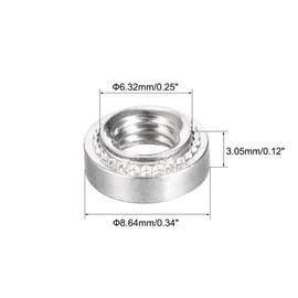 uxcell Self -Clinching Nuts,#10-32 x 0.12-Inch Stainless Steel Rivet Nut Round Head Steel Metal Sheet Mounting Hardware Fastener 50pcs