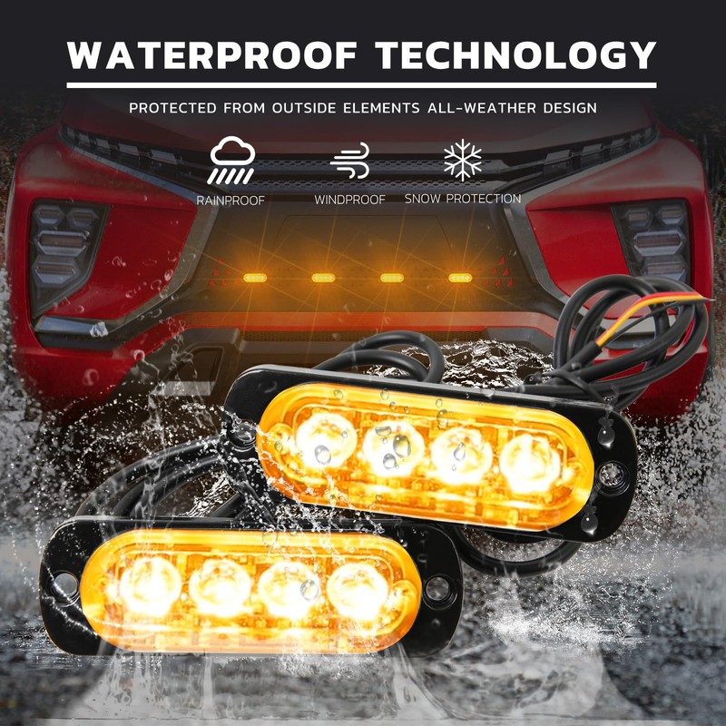 DREAMIZER Car Warning Light, 4 LEDs, Emergency Strobe Flashing Lights,