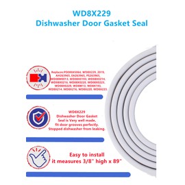 New WD8X229 Dishwasher Door Gasket Seal (White) Replacement for ge dishwasher gasket wd8x229 AP2038861 PS263965.