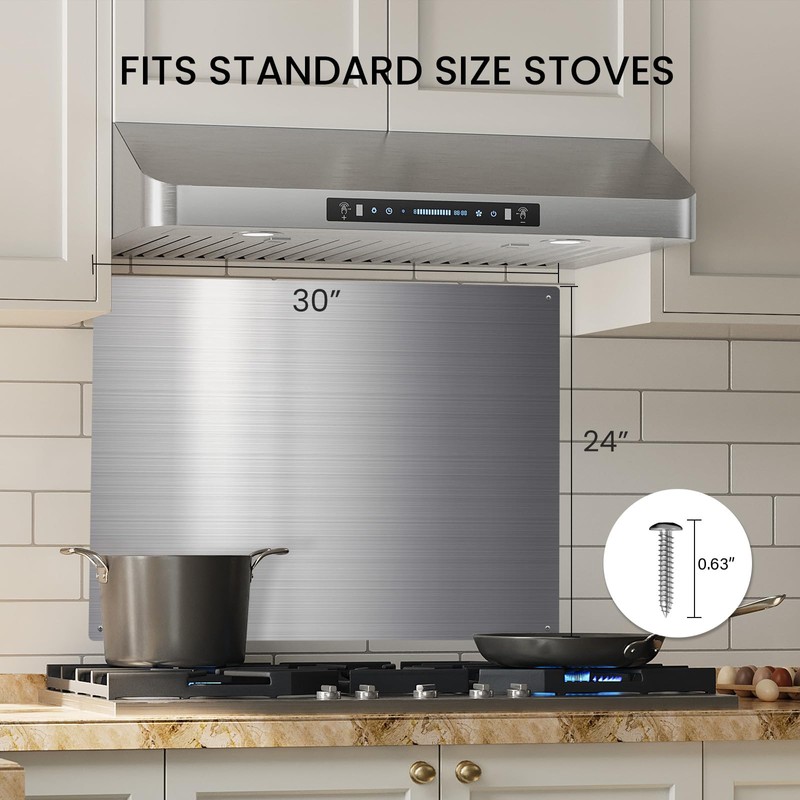 VIKIO HOME Kitchen Wall Shield – 24x30 Inch Stainless Steel