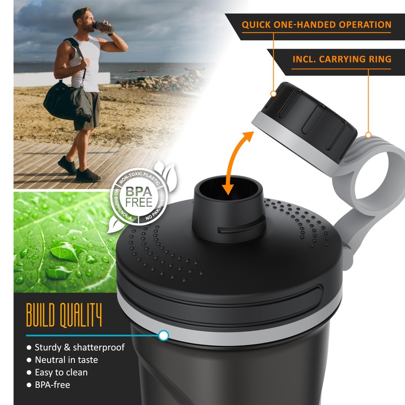 arendo Electric Protein Shaker Bottle, 700ml, 25 Mixing Cycles per