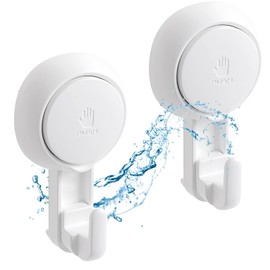 Luxear Suction Cup Hooks, No Drilling, Pack of 2, Wall Hooks, Vacuum Suction Hooks, Extra Strong, up to 5 kg, Reusable, for Hanging for Kitchen, Bathroom, Windows