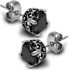 KZZENKI Black Earrings for Men and Women, Hypoallergenic Stainless Steel Stud Earrings, Diamond Cool Male Earrings