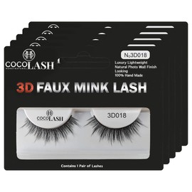 Cocohoney 3D Faux False Mink Eyelashes (5 PAIRS plus 1 ADHESIVE GLUE) DAILY LOOK, Reusable, Ultralight, Durable, Easy Application (3D018 (plus White GLUE))