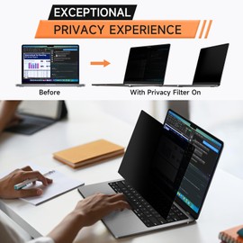 360° Privacy Screen for MacBook Pro 14 Inch (2021-2026, M1, M2, M3, M4, M5, Pro, Max), Anti Glare Blue Light Filter, Nano No Glue Anti Spy Black Protector for Mac Pro 14In Laptop Computer