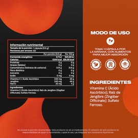 Hierro + Vitamina C y Jengibre Iron + VITAL BOTANICS
