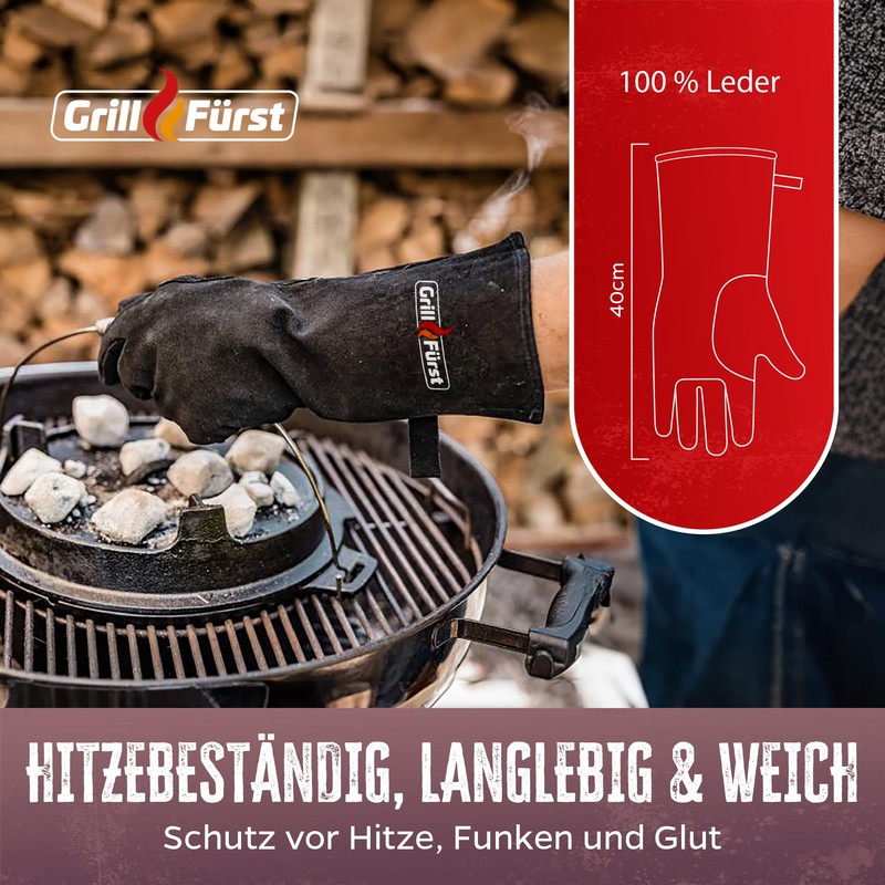 Grillfürst Barbecue Glove - Heat Resistant Leather Glove Made of