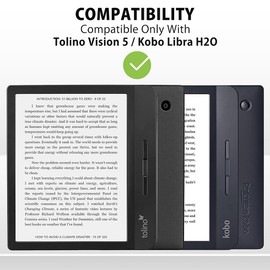 MyGadget Case for Tolino Vision 5 | Kobo Libra H2O with Wrist Strap & Auto Sleep | Wake Function - Flip Case in Black
