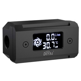 DIYhz G1/4 Aluminum Alloy Shell LCD displaydigital Display Flow Thermometer Temperature Indicator CPU Temperature Monitor