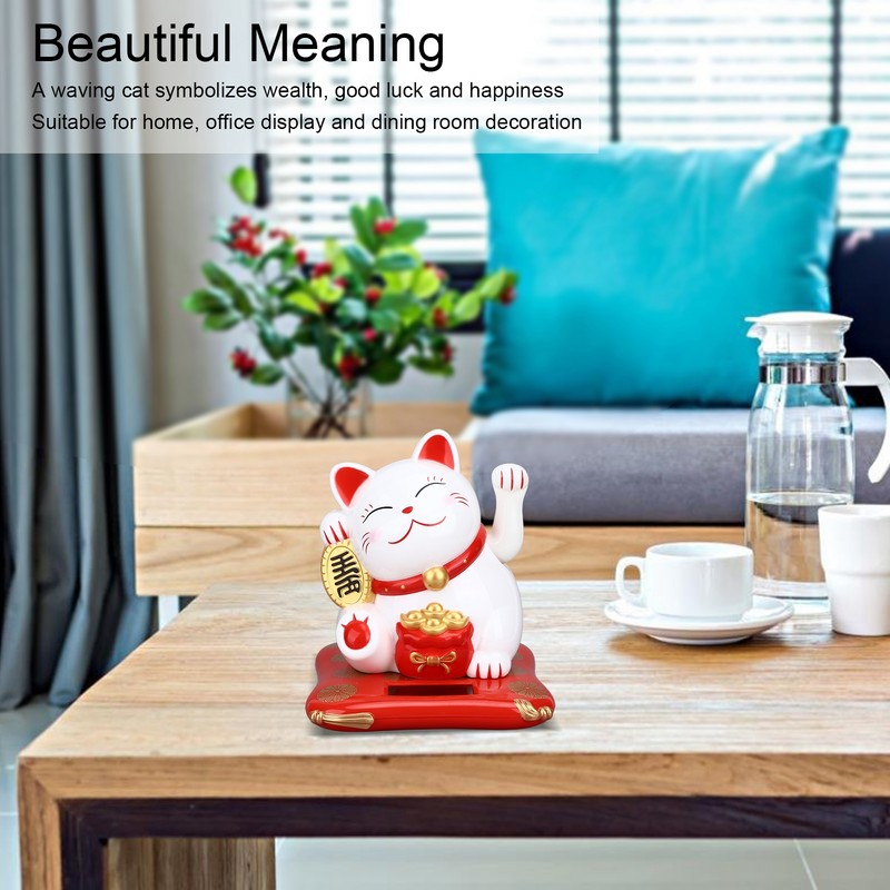 Lucky Cat Solar Powered Cute Decorative Wealth Welcoming Waving Fortune