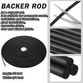 Frienda Backer Rod Foam Rubber Caulk Saver Concrete Expansion Joint Filler Weather Strip Seal for Gaps and Joints (Black,1/4 Inch x 200 ft)