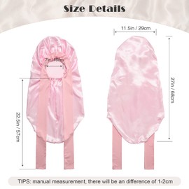 AWAYTR Long Satin Bonnet for Braids - Elastic Silk Hair Bonnets for Sleeping Night Cap Stretchy Tie Band for Women（Pink）