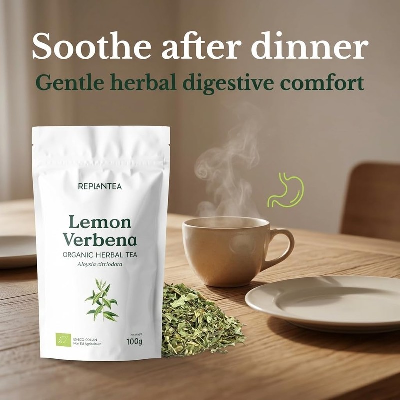 REPLANTEA Organic Lemon Verbena Tea 100g | Premium Cut Leaves