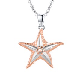 JFASHOP Starfish Necklace 925 Sterling Silver Starfish Ocean Beach Pendant Nautical Jewellery Gifts for Women and Girls