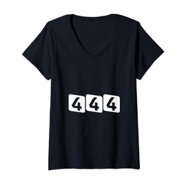 Womens Angel Number 444 Astrology Aesthetic Spiritual Angel Number V-Neck T-Shirt