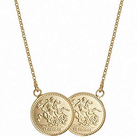London Jewellery Quarter Full Sovereign Necklace Solid Sterling Silver Yellow Gold Plated Pendant 17 "