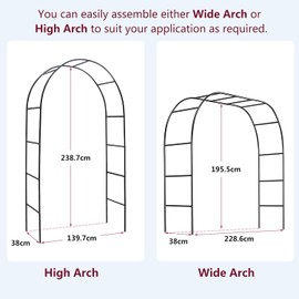 Garden Arch Trellis Metal Garden Arbor for Various Climbing Plant, Wedding Arches for Ceremony Decoration Outdoor Lawn Backyard, 7'8" H x 4'5" W, Dark Green