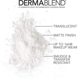 Dermablend Loose Setting Powder, Original, 0.18 Oz. (Travel Size) Porción viaje 0.18 oz, micrones fórmula liviana, acabado mate, tono translúcido