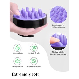 HEETA Hair Scalp Massager Brush, Updated Hair Shampoo Brush, Wet & Dry Scalp Exfoliator with Soft Silicone Bristles, Head Massager Washing Hair Care Tool for Women Men Kid for All Hair Types (Black)