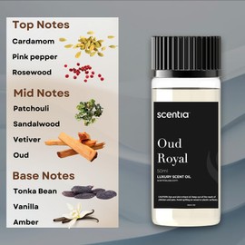 Scentia Oud Royal Diffuser Oil 50 ml | Hotel Collection Oil for Scent Diffuser, Luxurious Aroma Oil, Niche Scent, Cardamom, Rosewood & Oud | Aromatherapy Fragrance Oil 50ml