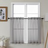 Gwine Charcoal Grey Sheer Kitchen Curtains 36 Inch Length, Light