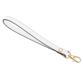 sourcing map Leather Wristlet Strap, 190mm/7.48" Hand Wrist Lanyard Leather Replacement Wrist Strap for Clutch Wallet Keychain Bag DIY (White, Gold)