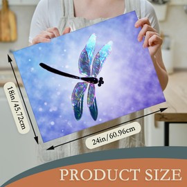 UIUPRO Glass Dragonfly Dish Drying Mat for Kitchen Counter Decor,Blue Cloudy Sky Dish Drying Rack Pad Absorbent Reversible Microfiber for Coffee Tableware Sink Countertop 18x24 Inch