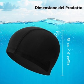 Pack of 2 Swimming Caps, Unisex Swimming Cap for Women Men Elastic Black Fabric Swimming Cap Swimming Cap for Adults