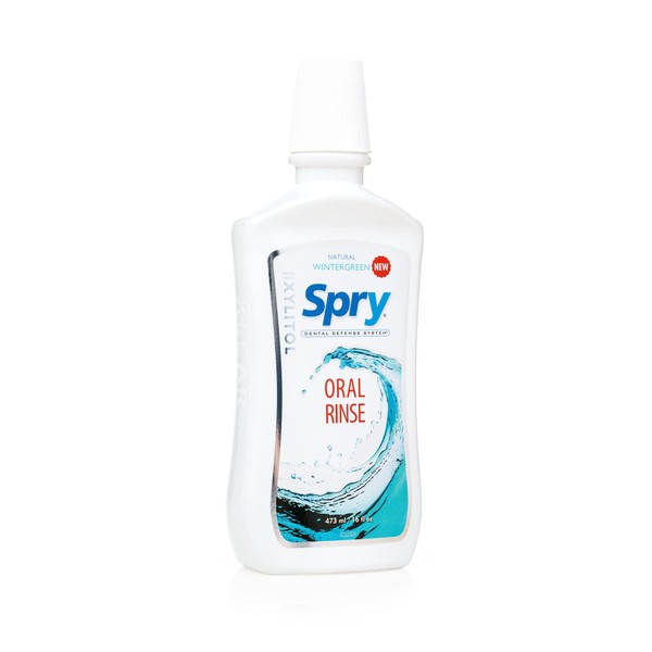 Spry Xylitol Mouthwash Fluoride Free, Oral Rinse Xylitol Mouthwash Alcohol Free with Enamel Support, Dry Mouth Mouthwash, Gentle, Natural Wintergreen - 16 fl oz (Pack of 1)