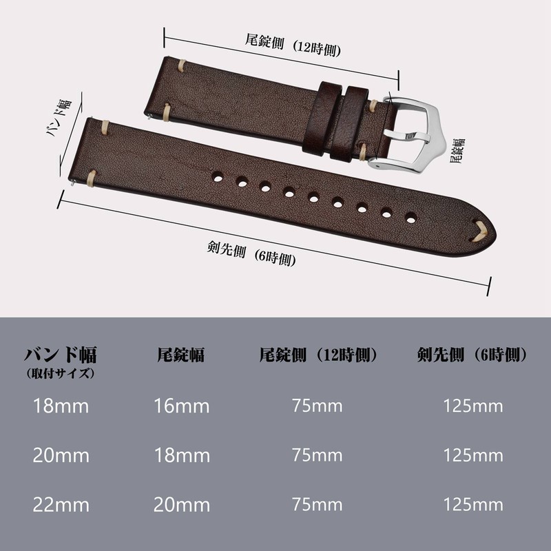 BISONSTRAP Watch Band, Military Style, Italian Leather, Replacement Strap, Quick